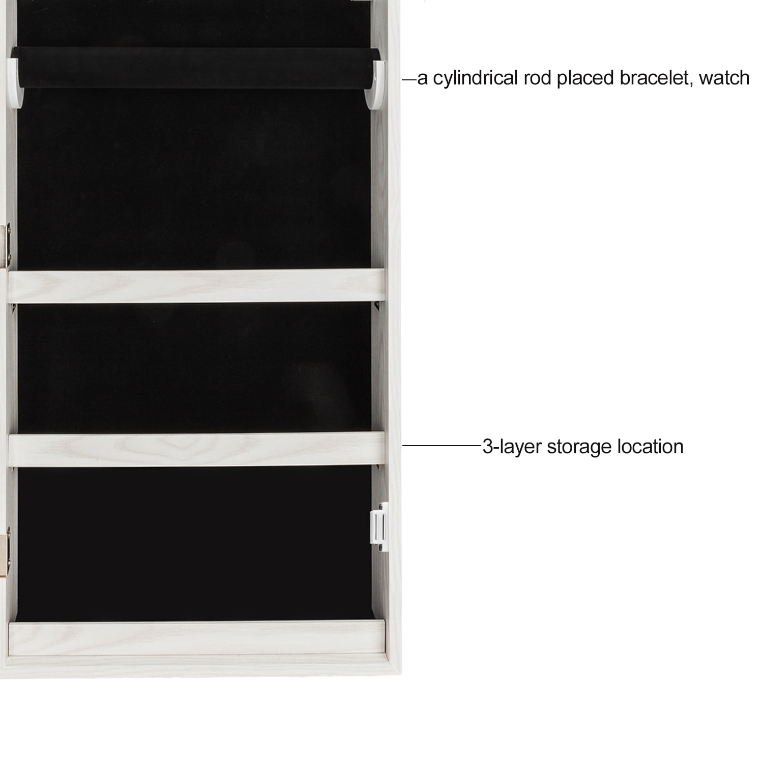 Private Jungle Retro PVC Wood Grain Coating Whole Body Mirror Decoration Storage Dressing Mirror Jewelry Mirror Cabinet,White