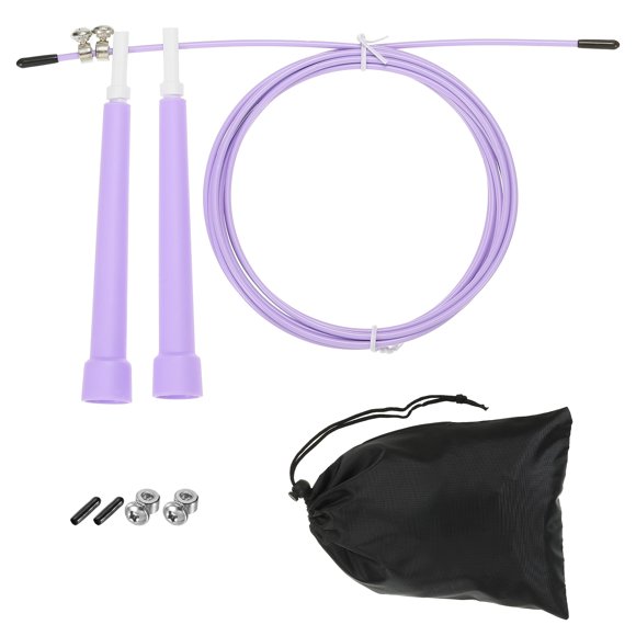 Unique Bargains Speed Jump Rope Adjustable Speed Skipping Rope with Storage Bag and Spare Parts Light Purple