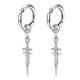 thumbnail image 1 of Pendientes largos colgantes estilo vintage con clip para la oreja y pinchos para hombre y mujer Clip de oreja plata 2 piezas, 1 of 7