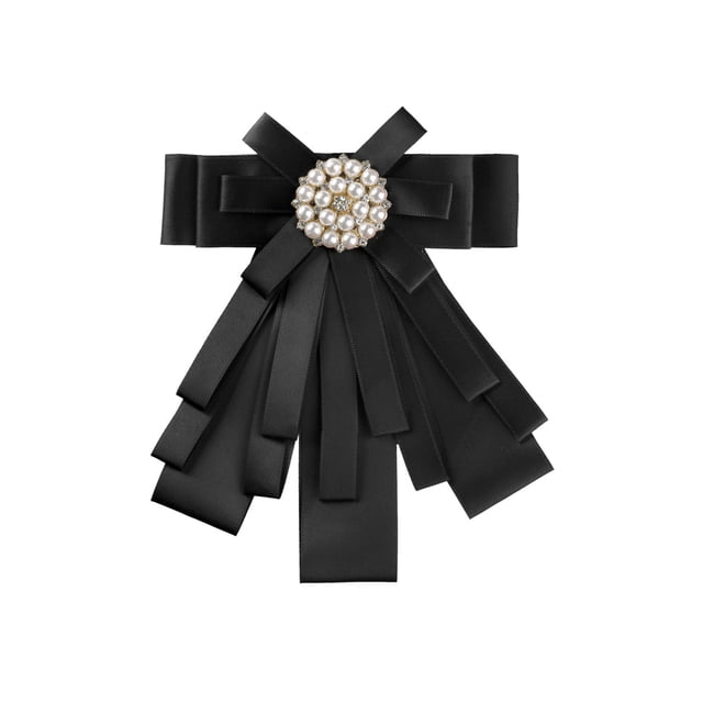 INSPIRE CHIC Broche de cinta para mujer, lazo, corbata, broches para bodas y fiestas, negro