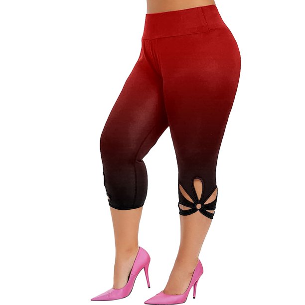 Gibobby Leggins estampados Leggings informales para mujer talla granpara, mallas con ribete encaje, Jeggings, pantalones vaqueros elásticos cintura alta, pantalones capri ajustados(Rojo, XXXXL)