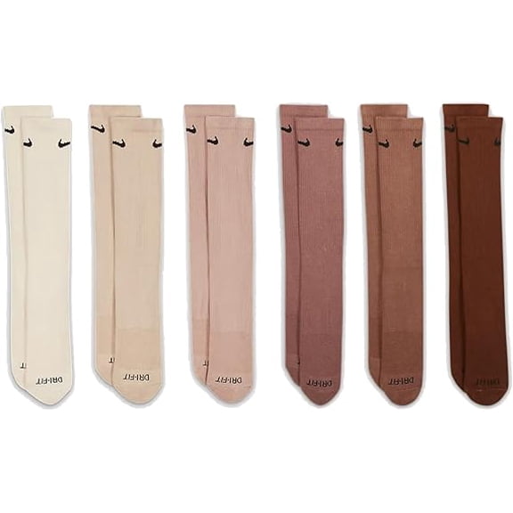 Nike 6-pk Everyday Plus Training Crew Socks, Assorted Multi Neutral Large