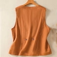 thumbnail image 4 of Vmvidoty Women's Linen Vest Summer Sleeveless V Neck Blazer Vest Lightweight Work Casual Cotton Waistcoat with Pocket Orange XL, 4 of 9