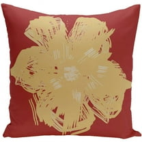 Simply Daisy 16" x 16" Polyester Outdoor Pillow, Yellow on Red