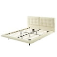 thumbnail image 3 of Christopher Knight Home PU Leather Queen Bed Frame with LED Lights, Button-Tufted Headboard, Beige, 3 of 10