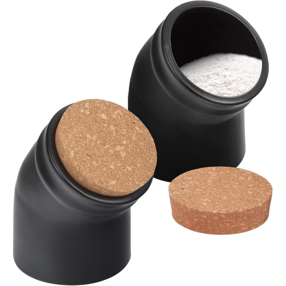 [2 Pack] Salt Pig for Convenient Access to Seasoning - Wide Mouth Salt Cellar with Lid - Charcoal