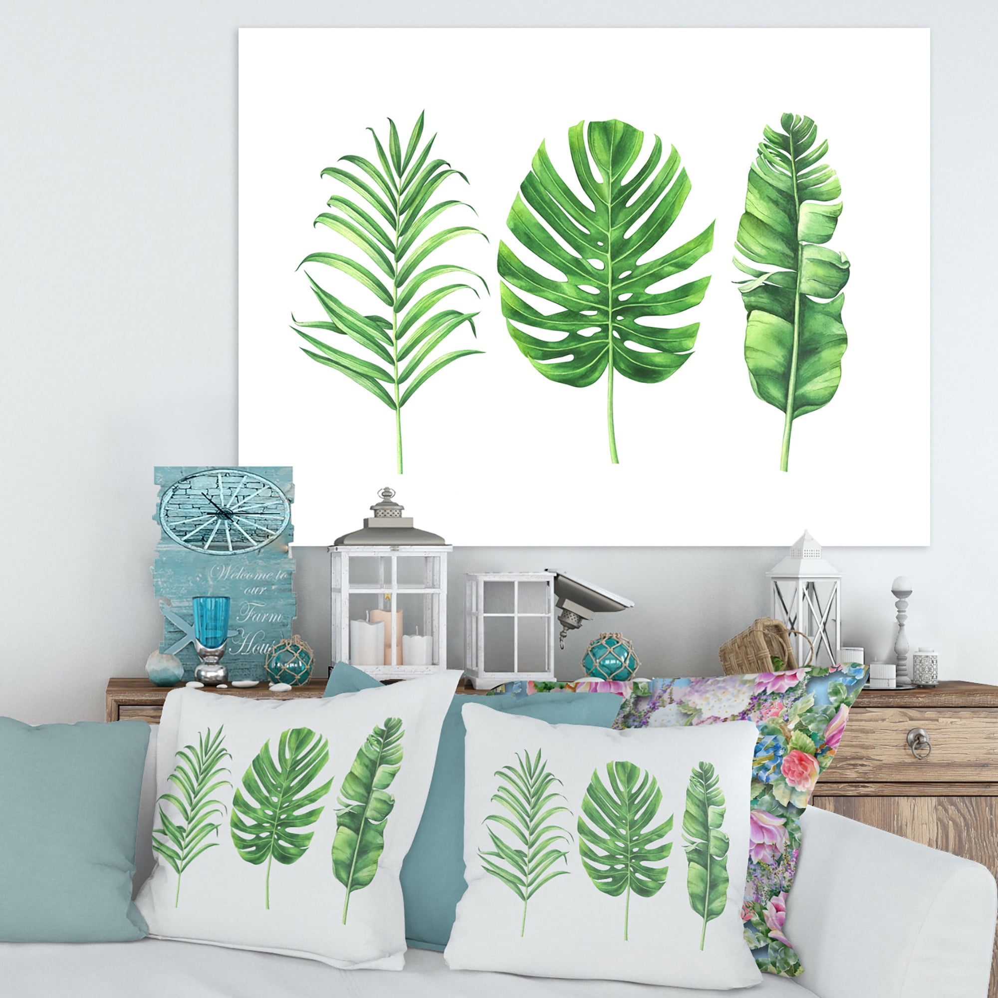 Designart ' Close Up Of Tropical Leaf Of Monstera IV ' Farmhouse Canvas Wall Art Print