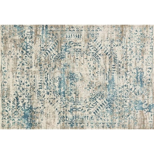 Loloi Tapis Kingston 2'7" x 3'9" en Ivoire et Bleu