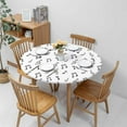 thumbnail image 4 of Music Note Round Table Cloth Cover Melody Singing Song Clef Tunes Black and White Notes Tablecloth for Indoor Outdoor Picnic Party Fit for 40"-44" Round Tables, 4 of 6