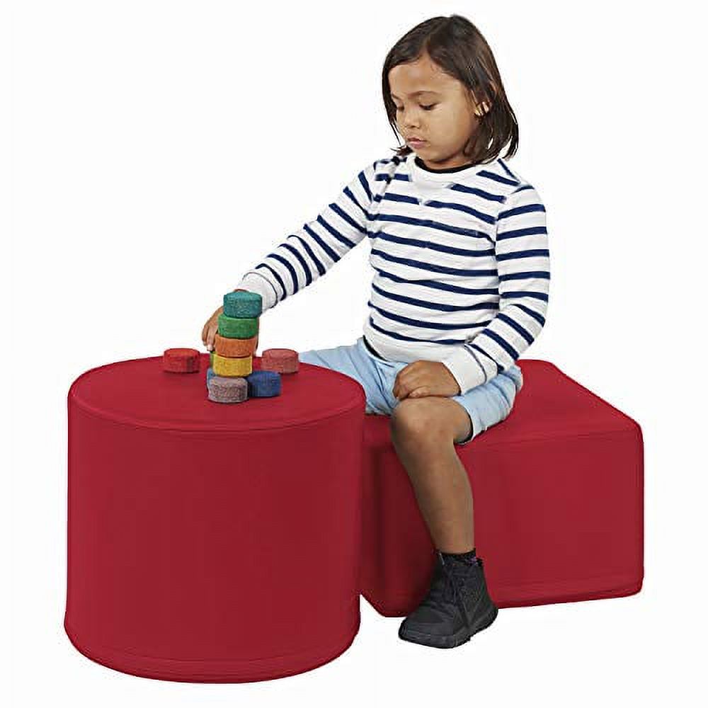 SoftScape 18" Round Ottoman, Collaborative Flexible Seating for Kids, Teens, Adults Furniture for Classrooms, Libraries, Offices and Home, Standard 16" H - Red - image 3 of 5