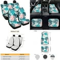 thumbnail image 4 of Yuyamidu Palm Leaves Car Seat Cover Set with Floor Mats Steering Wheel Cover Seat Belt Strap Pads Coasters Handbrake Cover Set, 15 Pack, 4 of 6
