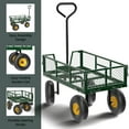 thumbnail image 6 of UBesGoo 37.6x20x35.4in Folding Steel Mesh Garden Cart, 880lb Capacity, Removable Sides, All-Terrain Wheels, Green, 6 of 9