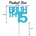 thumbnail image 2 of Cake Topper Sacguguber Blue Glitter Brush I'm 15 Birthday, 2 of 7