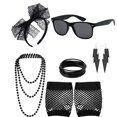 thumbnail image 1 of Guantes cortos de red de pesca con diadema de encaje sin dedos sexys de color neón para fiesta única de Halloween, gafas de sol vintage, traje, 1 of 6