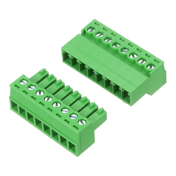 Uxcell 1 Set 8 Pin 3.81mm Pitch PCB Mount Screw Terminal Block Connector, Right Angle Pluggable Phoenix Plug for DIY Electronics Audio Power Modules 26-16AWG Cable