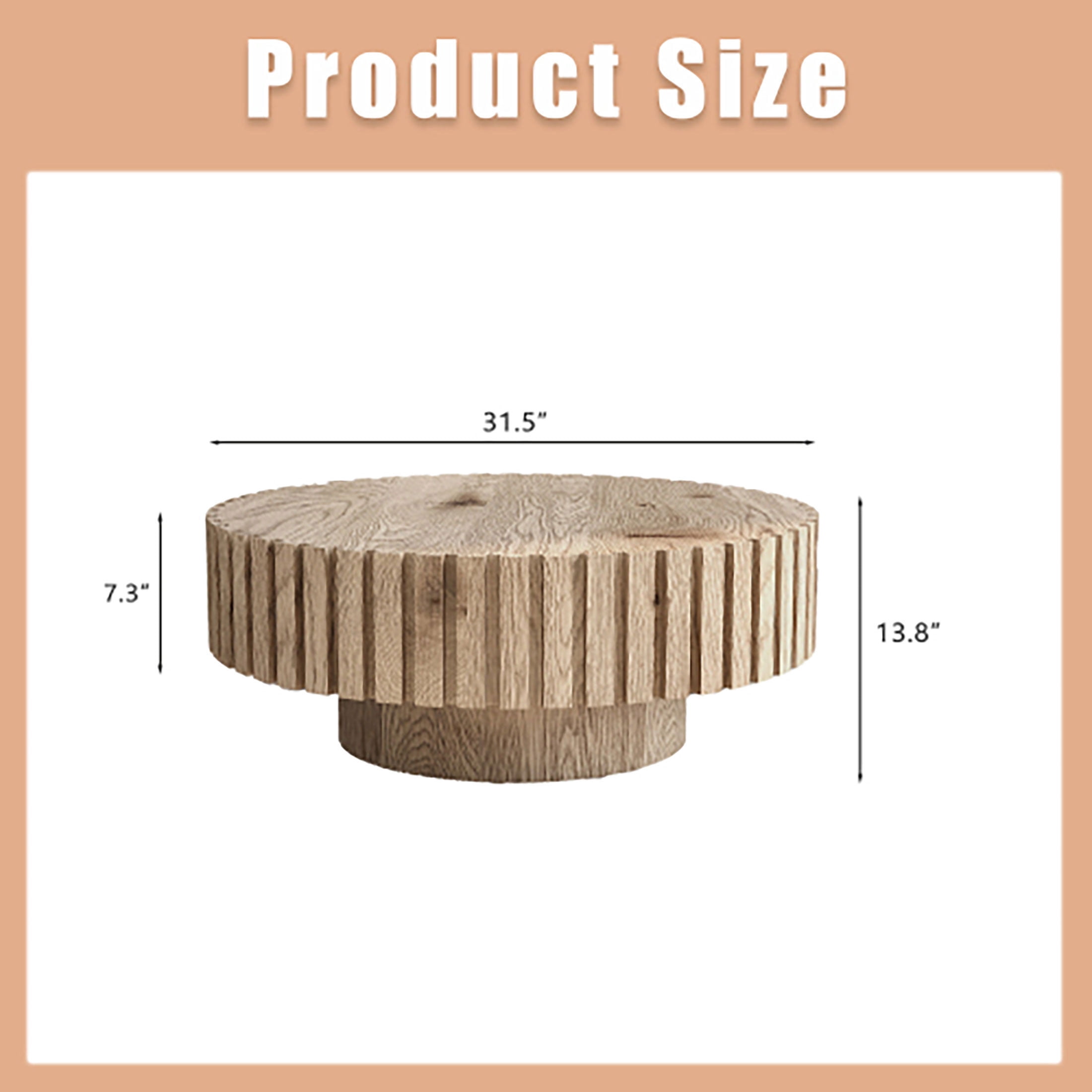 Kevinplus 31.50" Modern Flower Shaped Coffee Table with Storage for Living Room, Apartment, Office, Dark Brown