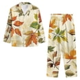 thumbnail image 2 of Xixirimido Autumn Fall Leaf Print Mens Pajama Set Long Sleeve Sleepwear Classic Button Down Loungewear Soft Sleepwear Pj Set with Pockets, X-Large, 2 of 4