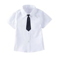 Ahabrexf White Button Up Shirt Boys Short Sleeve 3-Pc Solid Color ...