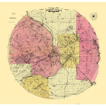 Historic City Map - Minneapolis Minnesota - Cooley 1881 - Vintage Wall Art