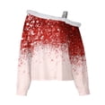 thumbnail image 4 of IROINNID Blouse for Women One-Shoulder Sexy Christmas Printed Plush Long Sleeve Pullover Casual Trendy Tops Deals,Red, 4 of 5