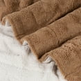 thumbnail image 2 of Luxurious Soft Velour Fleece Throw with Super Ultra Soft Faux Fur on backside Blanket 49”x 73” Brown Color, 2 of 3