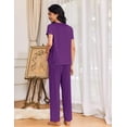 thumbnail image 5 of Ekouaer Womens Pajama Sets 2 Piece Lounge Set Soft Pajamas for Women Set Short Sleeve and Long Pants Pjs with Pockets, 5 of 6