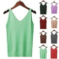 thumbnail image 6 of Lovskoo Knit Camisole Tops for Women Spaghetti Strap Ladies Summer Spaghetti Strap Solid Color Sleeveless V Neck Tank Top Coffee Free Size, 6 of 6