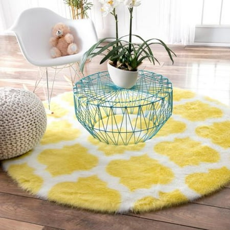 Nuloom Cozy Soft And Plush Faux Sheepskin Tellis Kids Nursery Nuloom Cozy Soft And Plush Faux Sheepskin Tellis Kids Nursery Yellow Rug 5