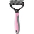 thumbnail image 2 of Dematting Comb, Two-Sided Undercoat Rake for Dogs & Cats, Dog Brush for Shedding and Removing Mats,Safe Stainless Steel dematting Tool Pink, 2 of 7