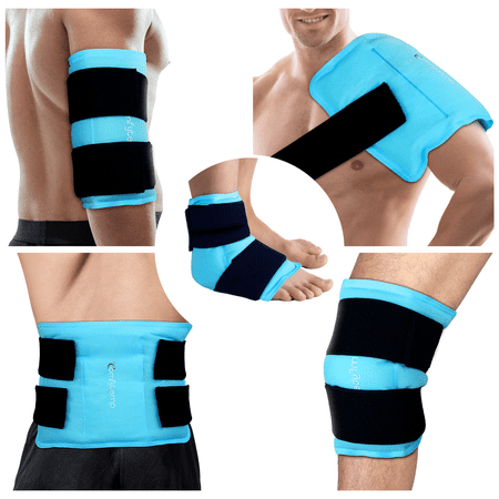 Comfytemp Large Ice Pack Wrap with 2 Straps, Reusable Hot & Cold Pack for Injuries, Shoulder, Back, Knee, 14.5"×11"