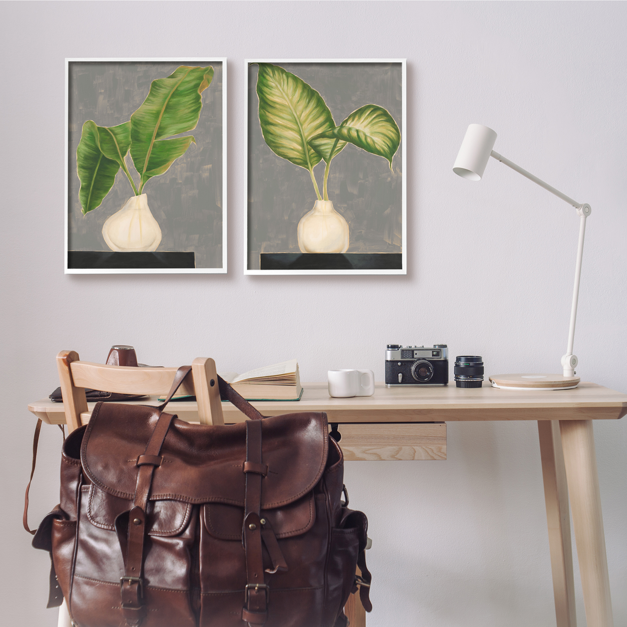 Stupell Indtries Large Palm Leaf Potted Plants Interior Still Life,16 x 20,Design by Jennifer Goldberger&nbsp;