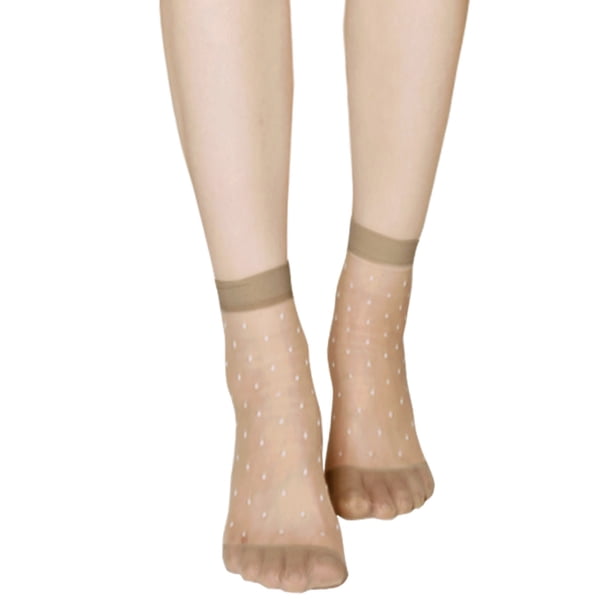 10 Pares Calcetines Para Mujeres Puntos Patrón De Longitud De Tobillo Elástico Beige Talla única