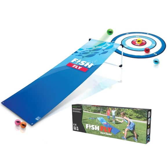 Do-U-Play: Fish Fly Yard Game - Launch The Ball Off The Ramp To Land In The Nets & Score, Skee Ball Twist, Outdoor Play, Family-Kid-Adult, 2-6 Players