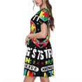 thumbnail image 2 of Easygdp I Love With Autism para Vestido Transpirable de Mujer, Vestido Suelto de Manga Corta con Pliegues y Bolsillos para el Verano, 2 of 6
