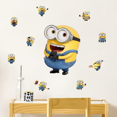 Despicable Me Minions Bob Wall Decals – Set of 10 Vinyl Wall Stickers Bedroom Decorations – Peel and Stick Room Decor