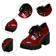 thumbnail image 6 of Pandaie Platform Oxfords for Women Leather Lace up Chunky Loafers Ladies Casual Office Business Slip on Work Dress Pumps Shoes Red 9, 6 of 8