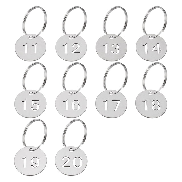 Etiqueta de Número Uxcell 23 mm Acero Inoxidable 11-20 con Anillo Plateado