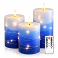 thumbnail image 1 of Set de velas LED sin llama haitanghua de 3 piezas, azul con control remoto, 1 of 9