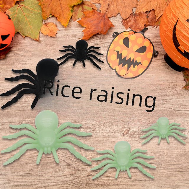 Araña de peluche de Halloween, araña fluorescente, araña negra, accesorios de diseño de habitación