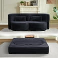 thumbnail image 3 of 79" 3-Layer Space-Saving Convertible Sleeper Sofa Bed, Boneless Loveseat Sofa with Teddy Velvet Fabric, Cloud Chaise Lounge Indoor with No Assembly for Small Spaces​, Grey, 3 of 9
