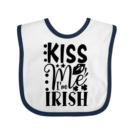

Inktastic St. Patrick s Day Kiss Me I m Irish with Lips and Shamrocks Gift Baby Boy or Baby Girl Bib