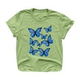 thumbnail image 2 of Hauts d'Été Grande Taille pour Femmes, Mode Décontractée, Imprimé Papillon, Manches Courtes, Col Rond, Hauts Graphiques Originaux, T-Shirt Col en V pour Femmes en Liquidation, 2 of 3