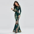 thumbnail image 2 of O-neck Long-Sleeve Shinning Sequins Evening Dresses Sexy Backless Mermaid Party Gowns Maxi Elegant Multi Female Robes Vestidos, 2 of 8