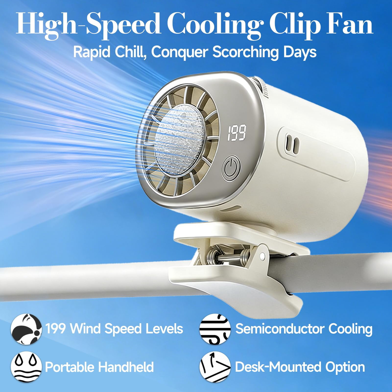 Car Clip on Fan Air Conditioner with LED Display, portable stroller fan, rechargeable desk fan, clip on air conditioner for car cooling fan, rechargeable clip on fan for car fans that blow cold air