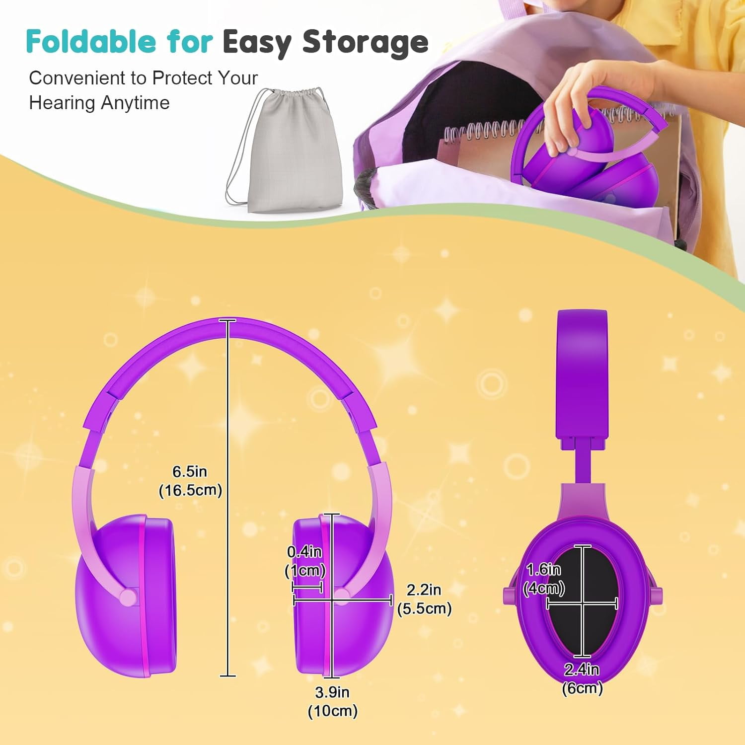 ProCase 2 Pack Hearing Protection Earmuffs for Sensory Autism Kids -Purple&Indigo