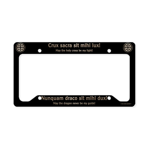CafePress - St. Benedict Medal License Plate Holder - Aluminum License Plate Frame, License Tag Holder