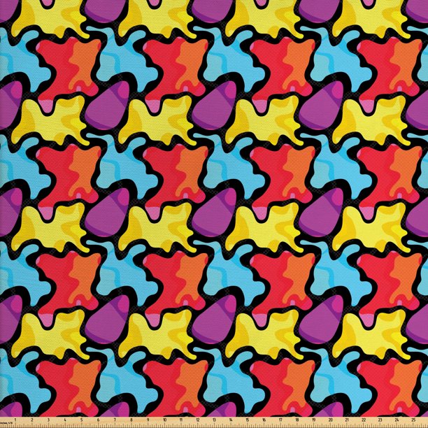 Colorful Fabric By The Yard Graffiti Composition Of Ornate Abstract Shapes Modern Street Art Illustration Decorative Fabric For Upholstery And Home Accents By Ambesonne Walmart Com Walmart Com