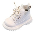 thumbnail image 5 of Dakaela Baby Boys Girls Combat Ankle Boots Little Kids Toddler Chelsea Fall Winter Snow Hiking Work Booties Leather Outdoor Shoes White 6.5, 5 of 6
