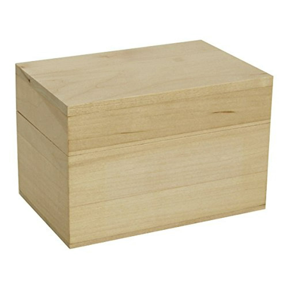 Walnut Hollow Unfinished Wood Recipe Card Box with Hinged Lid for Arts