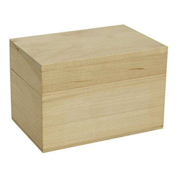 Walnut Hollow Unfinished Wood Recipe Card Box with Hinged Lid for Arts